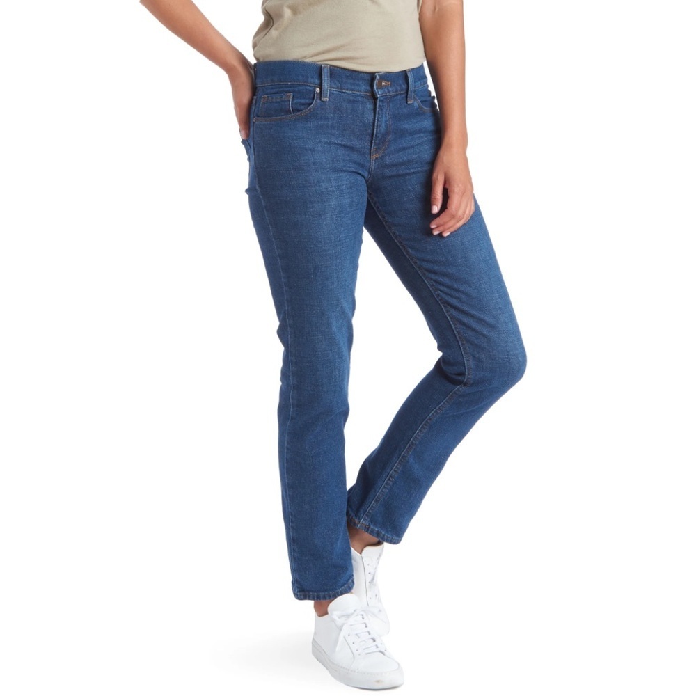 MOTT & BOW Denim Mid Rise Slim Straight Boyfriend Casual Blue Jeans